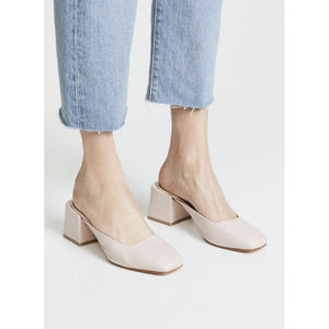LOQ Vale Tan/Nude Leather Block Heel Square Toe Mules